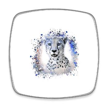 léopard, chat, chat sauvage, graffiti, peinture, bleu - Magnet carré - blanc - Devant