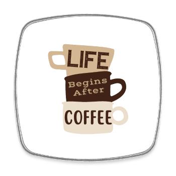 Lustiger Barista-Humor Das Leben beginnt nach dem Kaffee - Viereckiger Kühlschrankmagnet - Weiß - Vorne