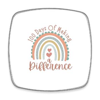 100 Days Of Making A Difference Cute Rainbow Kids - Square fridge magnet - white - Front