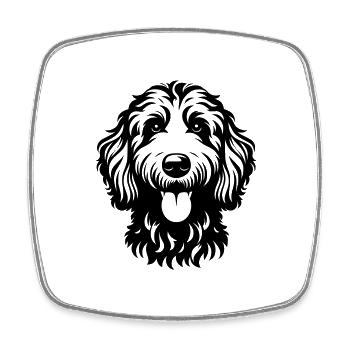 Tête de dessin Goldendoodle - Magnet carré - blanc - Devant