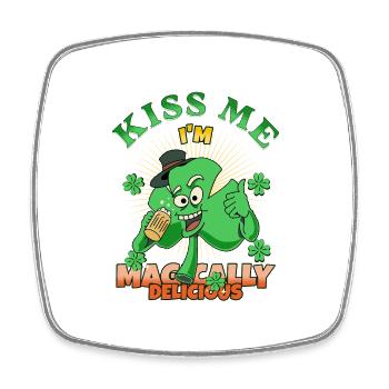 Kiss Me I'm Magically Delicious Funny Irish Quote - Square fridge magnet - white - Front