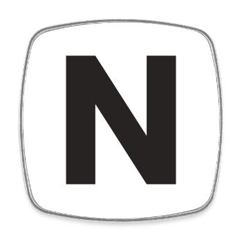 N - Square fridge magnet - white - Front