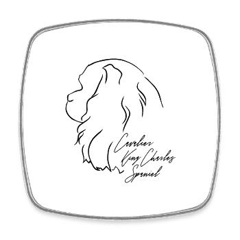 CAVALIER KING CHARLES SPANIEL Wilsigns Profil Hund - Viereckiger Kühlschrankmagnet - Weiß - Vorne