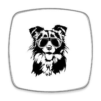 Border Collie Cool Portrait Chien Chien Troupeau Chien Wilsigns - Magnet carré - blanc - Devant