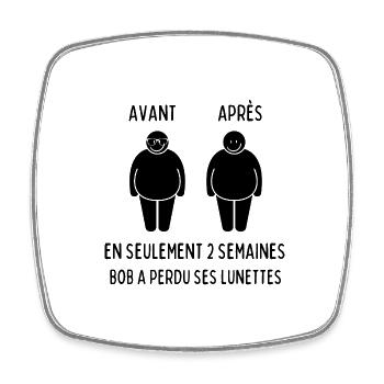 avant après - Magnet carré - blanc - Devant