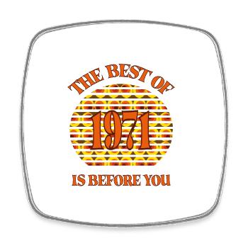 Year of birth 1971 Vintage Retro, birth, birthday - Square fridge magnet - white - Front