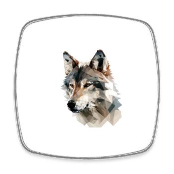 Polygone Expressif Loup – Faune - Magnet carré - blanc - Devant