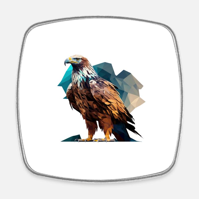 Majestic Polygon Eagle – Bird of Prey - Square fridge magnet - white