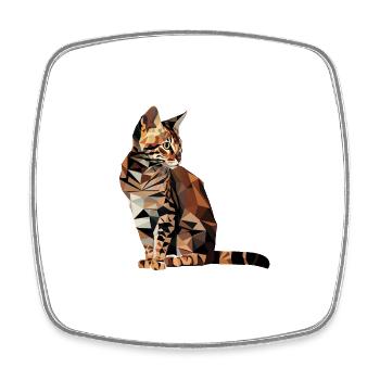 Chat du Bengale dans le style polygonal - Géométrique - Magnet carré - blanc - Devant