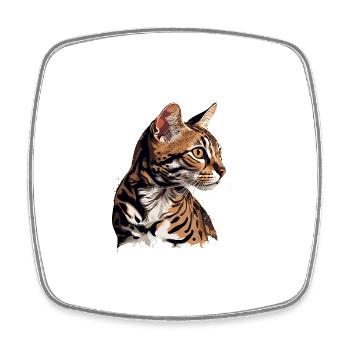 Painted Bengal Cat Portrait - Art - Square fridge magnet - white - Front