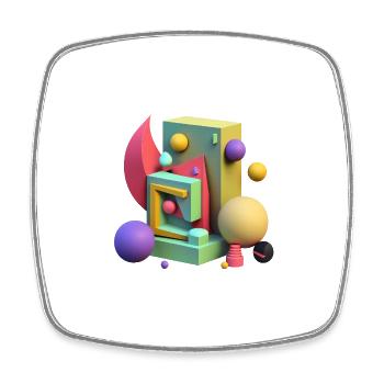 3D - Viereckiger Kühlschrankmagnet - Weiß - Vorne