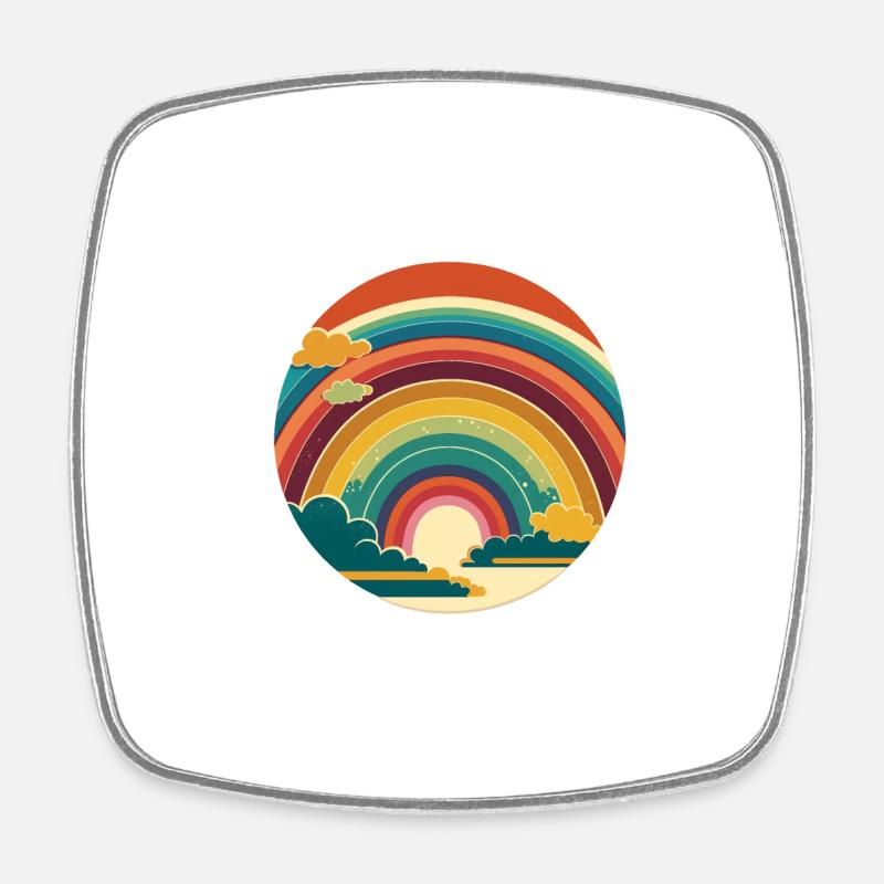 RAINBOW - Square fridge magnet - white