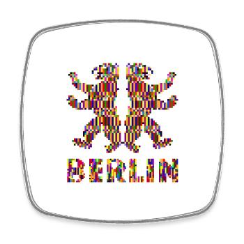 Berlin Pixel Pride - Viereckiger Kühlschrankmagnet - Weiß - Vorne