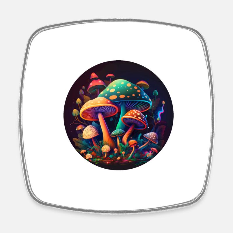 Fungi - Square fridge magnet - white