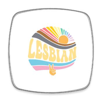 Vintage Lesbian Pride Monat - Groovy LGBT Gay - Viereckiger Kühlschrankmagnet - Weiß - Vorne