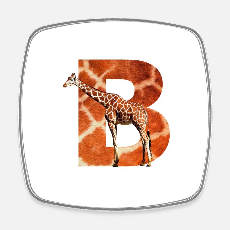 Girafe B - Magnet carré - blanc