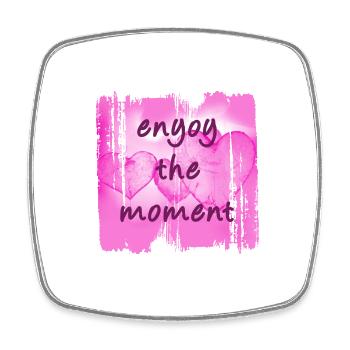 enyoy the moment rosa herzen - Viereckiger Kühlschrankmagnet - Weiß - Vorne