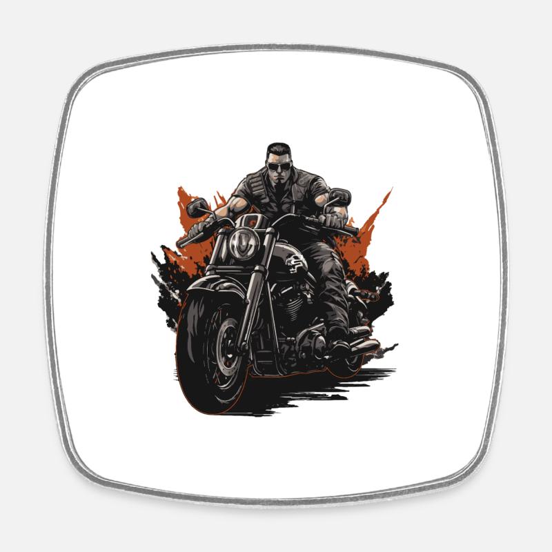 Motard - Magnet carré - blanc