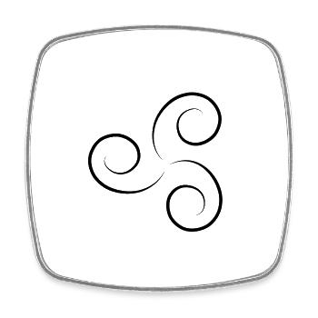 Squiggly triskele discreet - Square fridge magnet - white - Front
