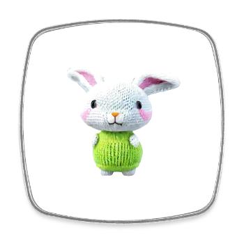 Süßer Strickhase - Viereckiger Kühlschrankmagnet - Weiß - Vorne