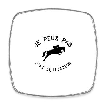 je peux pas j'ai équitation - Magnet carré - blanc - Devant