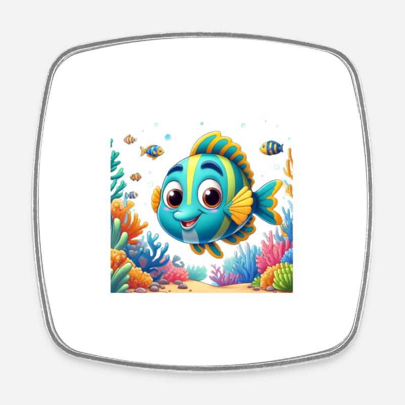 Cartoon Fish 1 - Square fridge magnet - white