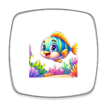 Poisson Cartoon 2 - Magnet carré - blanc - Devant