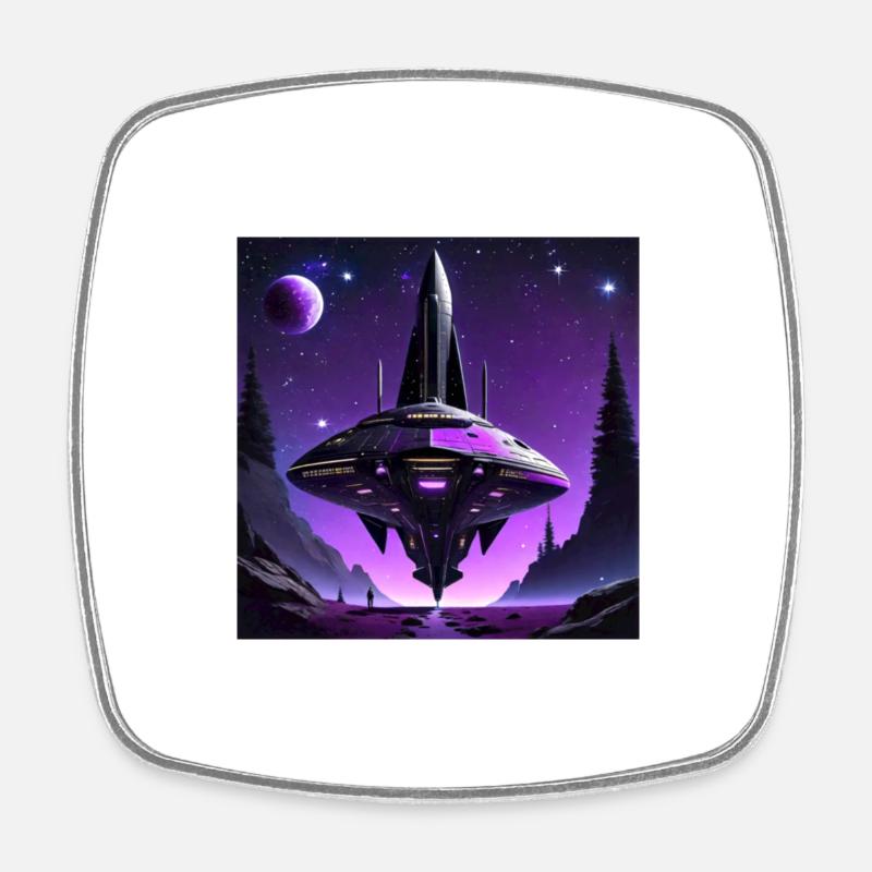 UFO - Square fridge magnet - white