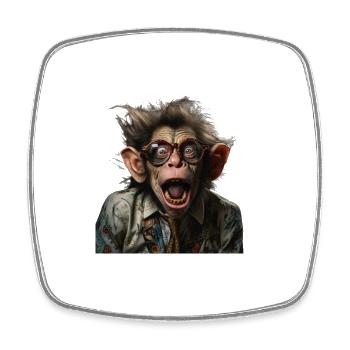crazy professor monkey - Viereckiger Kühlschrankmagnet - Weiß - Vorne