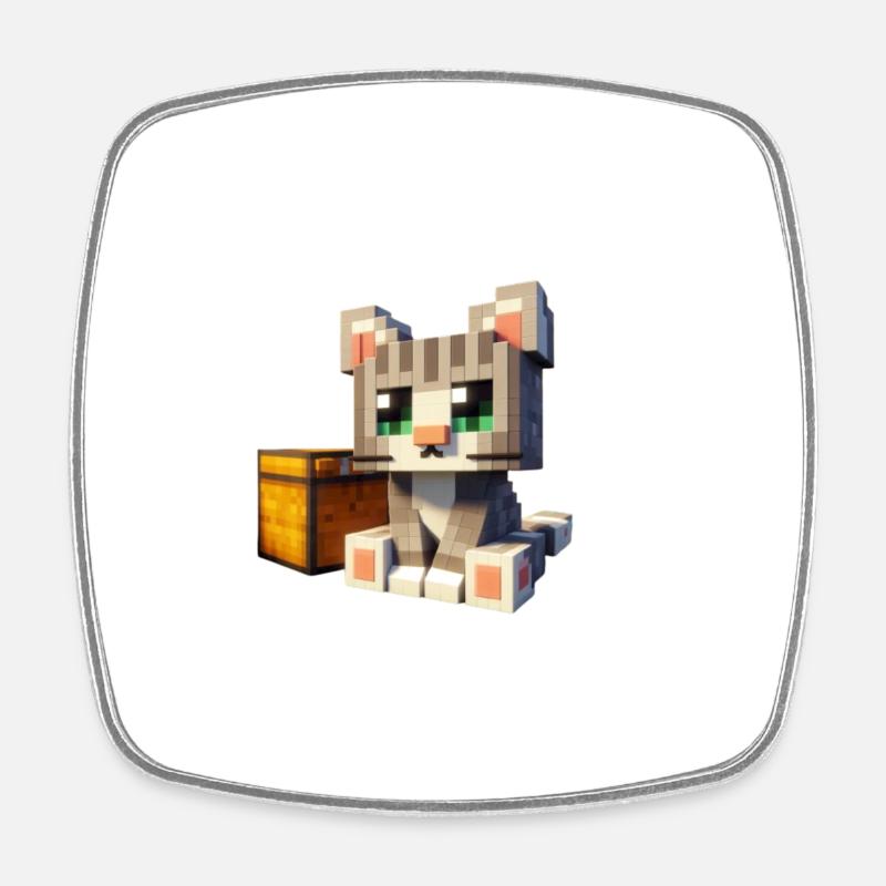 Pixel 3 Chat - Viereckiger Kühlschrankmagnet - Weiß