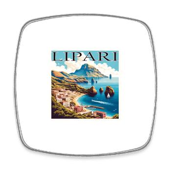 Lipari, Italie, Style grunge, Port et plage - Magnet carré - blanc - Devant