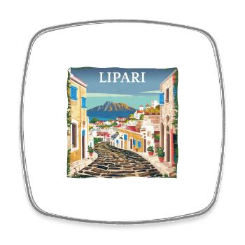 Lipari Italy: Dream Beach Summer Vacation - Square fridge magnet - white - Front