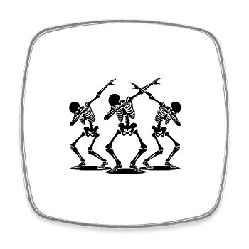 Dancing Dabbing Halloween Skeletons - Square fridge magnet - white - Front
