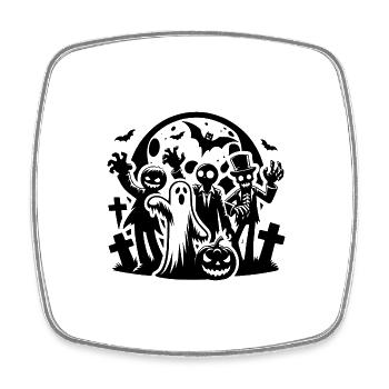 Lustige Halloween Kinder Kürbis Party mit Zombie - Viereckiger Kühlschrankmagnet - Weiß - Vorne