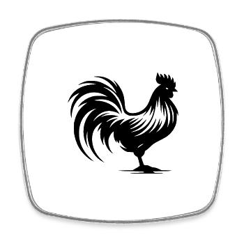 Hühnerhof Gockel Rassehahn Tattoo Style - Viereckiger Kühlschrankmagnet - Weiß - Vorne