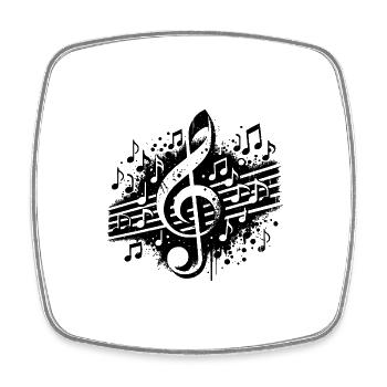 Alte Musik Noten Tattoo mit Notenschlüssel - Viereckiger Kühlschrankmagnet - Weiß - Vorne
