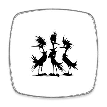 Groupe d’oiseaux drôles agacés en phase de défi - Magnet carré - blanc - Devant