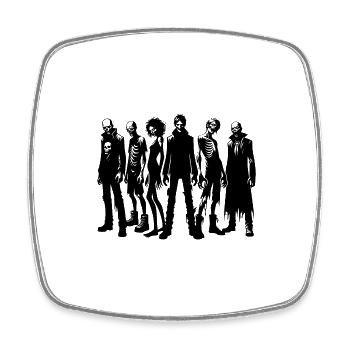 Halloween Monster Skelette Zombie Gruppe - Viereckiger Kühlschrankmagnet - Weiß - Vorne