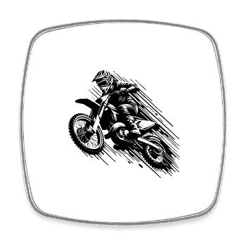 Enduro Gelände Motorsport Maschine im Sprung - Viereckiger Kühlschrankmagnet - Weiß - Vorne