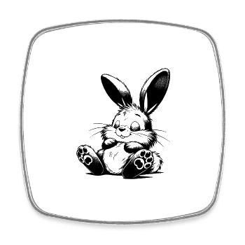 Lapin endormi pour enfants avec de grandes oreilles - Magnet carré - blanc - Devant