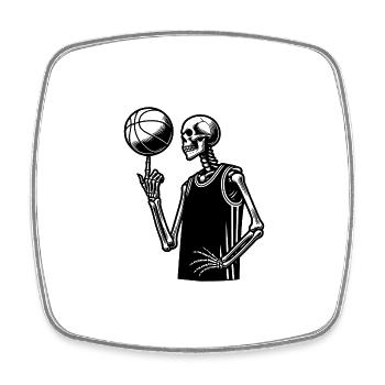 Basketball Playing Skeleton Halloween Style - Square fridge magnet - white - Front
