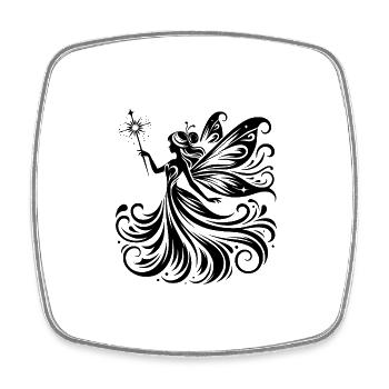 Mystical fairy with detailed wings - Square fridge magnet - white - Front