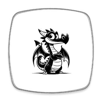 Drôle d’enfants Dragon avec de grandes ailes - Magnet carré - blanc - Devant