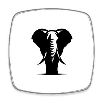 Gewaltiger Elefant mit großen Stoßzähnen - Viereckiger Kühlschrankmagnet - Weiß - Vorne