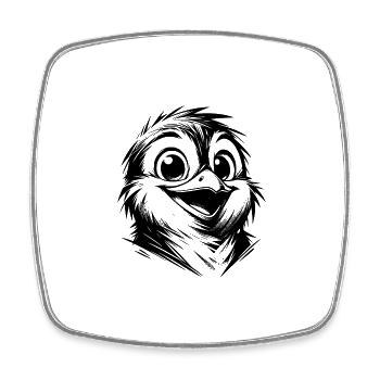 Strubbeliger Pinguin Cartoon Bleistift Zeichnung - Viereckiger Kühlschrankmagnet - Weiß - Vorne