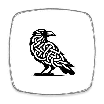 Wild Crows Bird Celtic Tattoo Knot Style - Square fridge magnet - white - Front