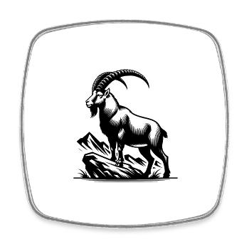 Steinbock mit gewaltigen Hörnern - Viereckiger Kühlschrankmagnet - Weiß - Vorne