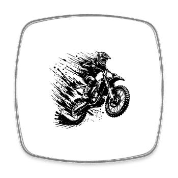Abenteuersport Motocross Hobby Style Zeichnung - Viereckiger Kühlschrankmagnet - Weiß - Vorne