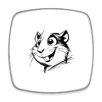 Cute Kids Guinea Pig Portrait - Square fridge magnet - white - Front