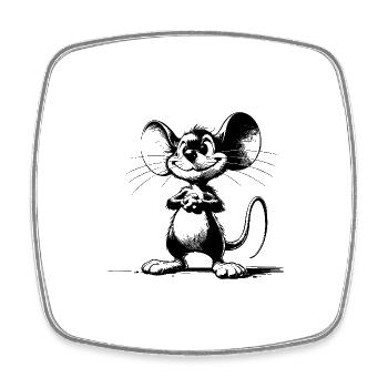 Cute Kids Mouse with Big Eyes and Ears - Square fridge magnet - white - Front